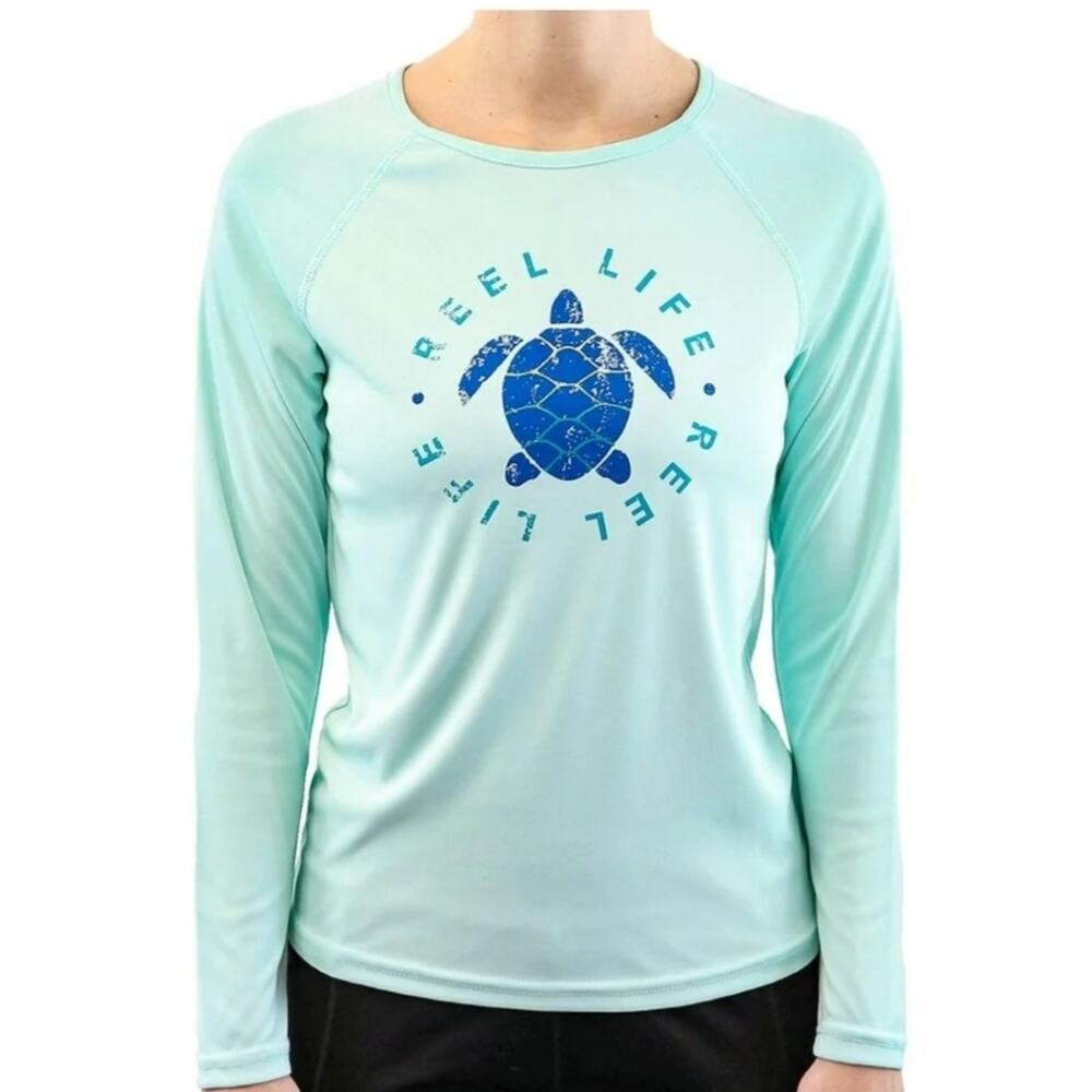 Reel Life Long Sleeve UV Shirt Ice Frappe Turtle sz L #1516
